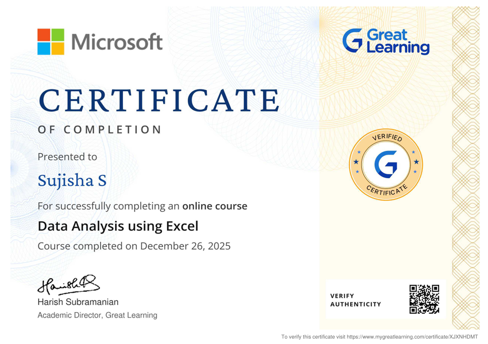 Excel Data Analysis Certification
